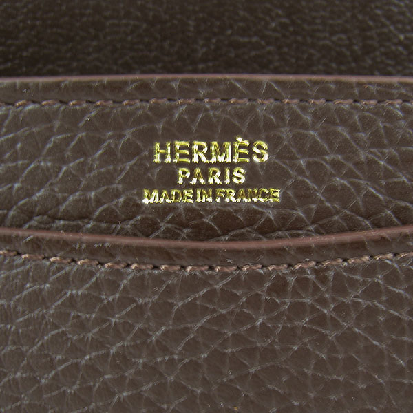 7A Hermes Togo Leather Messenger Bag Dark Coffee With Gold Hardware H021 Replica - Click Image to Close